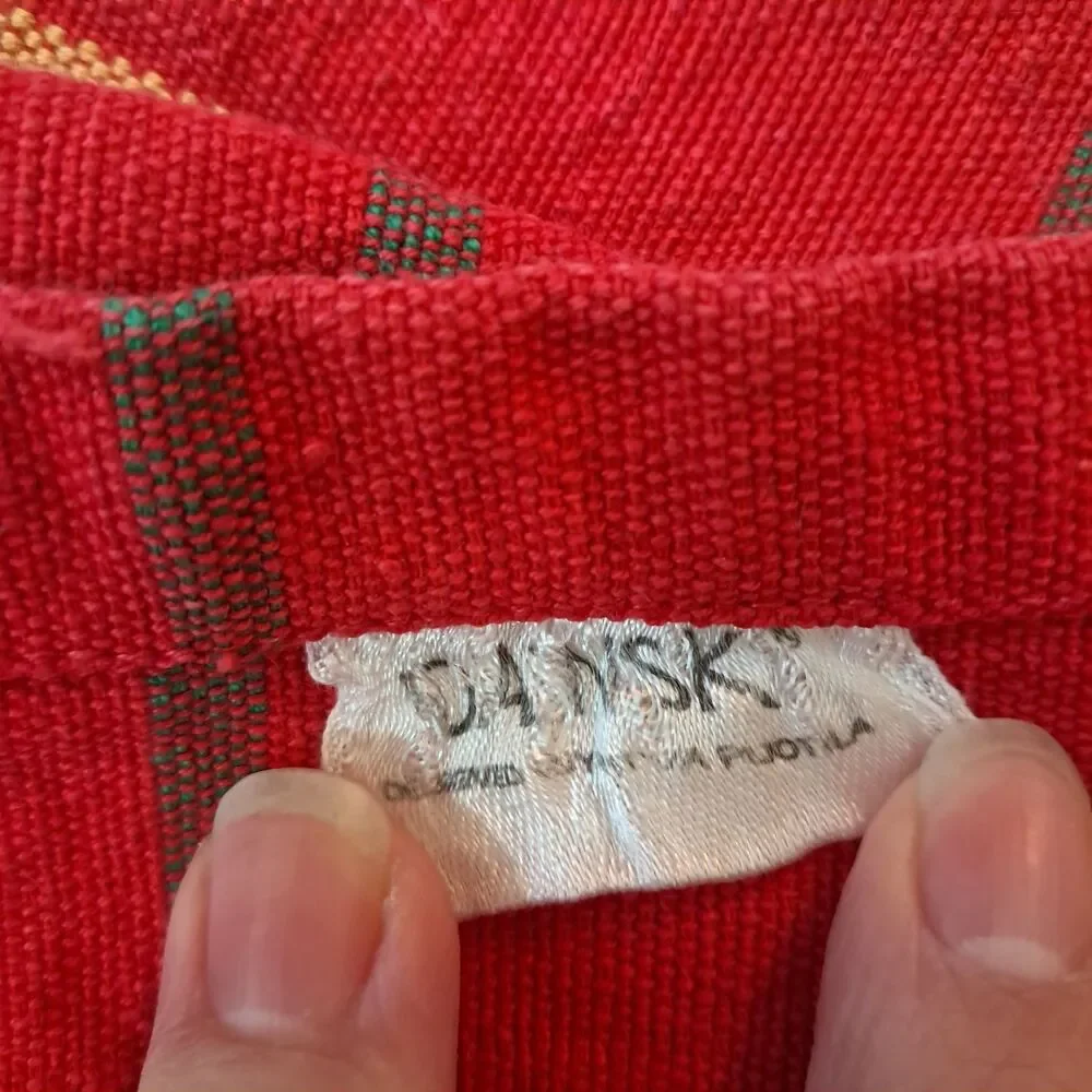 Vintage Dansk placemat set 8 red plaid windowpane rainbow cotton Ritva Puotila